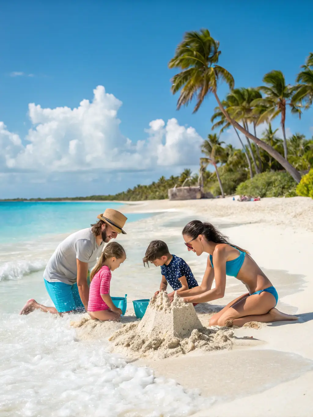 A scenic image showcasing the beautiful San Diego coastline, with a family enjoying a day at the beach in the background, representing Addie's expertise in coastal properties.
